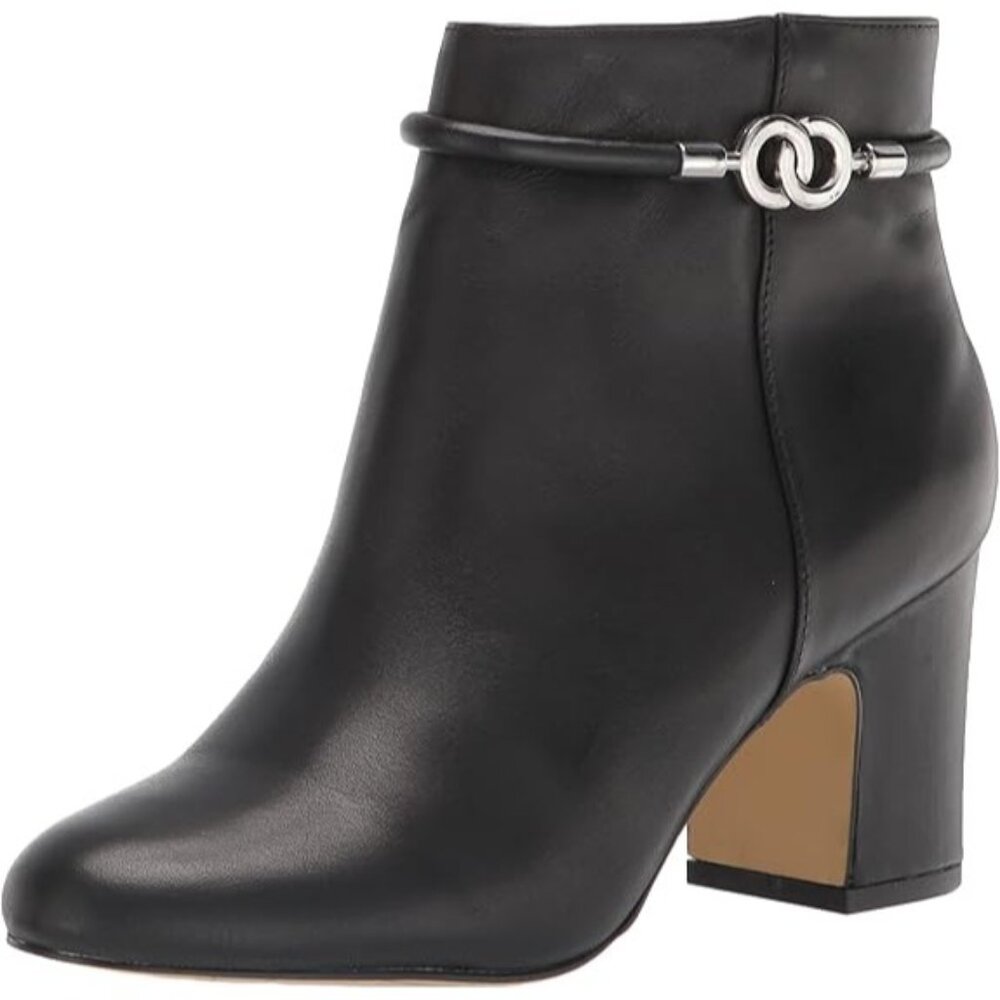 Bella Vita Black Ankle Booties with Silver Detail